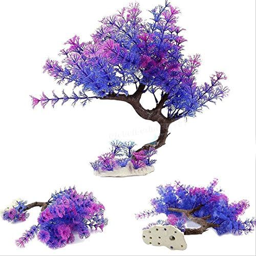 New Fish Tank Aquarium Ornament Artificial Plastic Plant Water Grass Landscape Tree Set 37