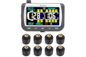 EEZ RV PRODUCTS EEZTire - TPMS8ATC Real Time/24x7 Tire Pressure Monitoring System - Color Monitor + 8 at Sensors.