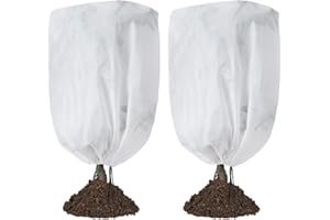 Garutom 2-Pack Plant Covers Freeze Protection 48" x 72" 2.2 oz, Frost Cloth Plants Jacket Drawstring Tree Cover for Outdoor Plants, Shrub Potted Plants Winter