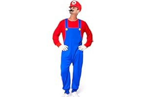 Shynecoosp Super Brothers Cosplay Halloween Outfit with Beards and Gloves