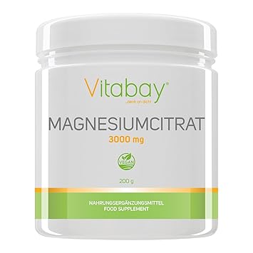 Magnesium-Citrat Pulver 200 g, 1-er Pack (1 x 200 g) - 100% Vegan - 100% - Reinsubstanz, frei von Hilfs- und Zusatzstoffen, v