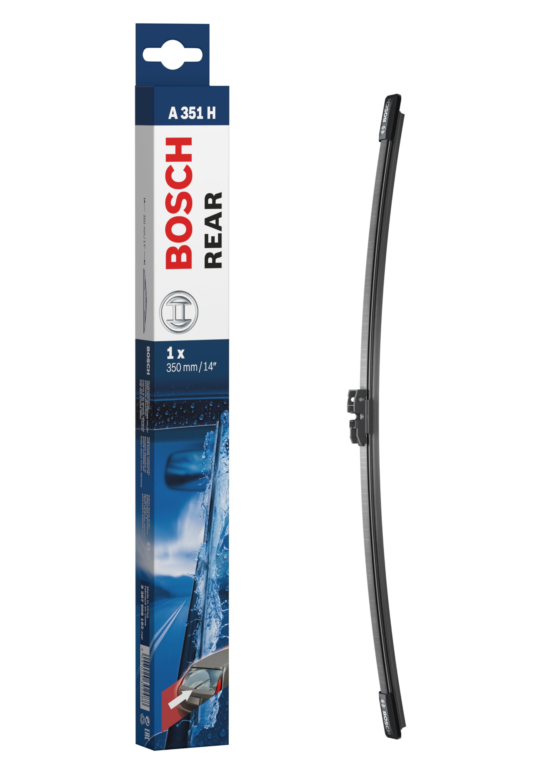 Bosch Rear Wiper A 351 H - Excellent Cleaning Performance - Replacement Blade for Back Windscreen - 1 Blade, 350mm