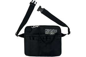 LIVEAGAIN Versatile Server Waist Apron, Adjustable Money Pouch Bag, Waiter Restaurant Serving Apron Bag for Cooking, Bistro, Kitchen (Black)