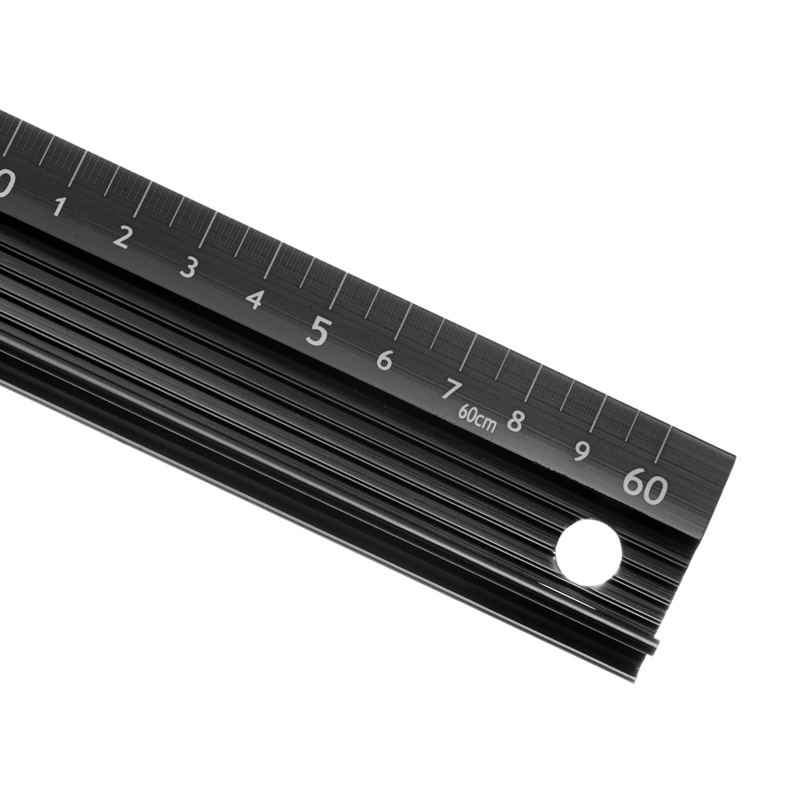 Kozelo Aluminium Precision Ruler - 60cm, 1mm, Black, Aluminium Alloy with Raised Baffle Construction