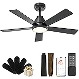 CubiCubi Ceiling Fan, 42" Black Ceiling Fans with