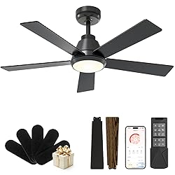 CubiCubi Ceiling Fan, 42" Black Ceiling Fans with