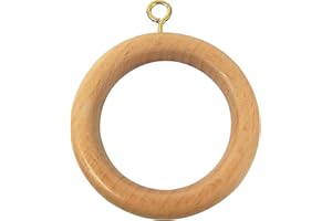 Galaxy Indiacraft Wooden Curtain Rings/Hooks/Clips for 1.25 to 2.5 Inch Curtain Rod (Set of 12) (Inner Dia 1.7, Outer Dia 2.5 Inch, Natural Maplewood)