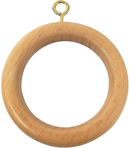 Lot De 6 Anneaux De Rideau En Bois Naturel - Diamètre 2,75 Pouces (70 Mm) - Avec œillet Et Clip Pour Tringle - 3