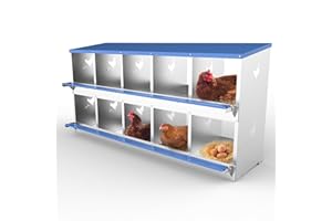 Kinchoix 10 Compartments Chicken Nesting Box Laying Boxes for Chicken Hens Ducks Poultry Protect Eggs Chicken Coop Easy Egg Collection Wall Mount Metal Nest Box for Chicken Coop