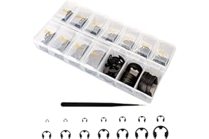 MARSTEK 480Pcs 14 Sizes Black Alloy Steel E-Clip Circlip External Retaining Ring Assortment Set, High Carbon Steel Circlip Ki
