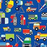 Blue Construction Trucks Jillson and Roberts Gift Wrap Paper - 15 Foot Roll