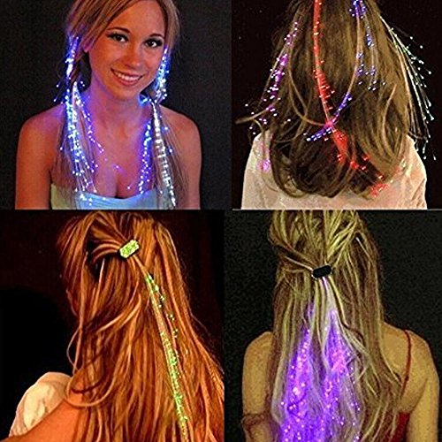 Pawaca LED Butterfly Hair Lights,14 Inch LED Fiber Optic Flashing Hair Braid Extensions Flashing LED Light Up Toys Barrettes for Party, Bar Dancing Hairpin, Light Up Hair Accessories(1 Pack)