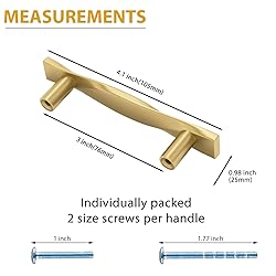 Rergy 10 Pack Gold Drawer Pulls Brushed Brass