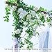 PARTY JOY 2pcs Flower Garland Fake Rose Vine Artificial Flowers Hanging Rose Ivy Hanging Baskets Wedding Arch Garden Background Decor（White）