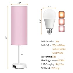 Dott Arts 18" Table Lamp for Bedroom, 3-Color