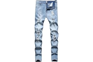 HUNGSON Boy Skinny Jeans Fit Ripped Destroyed Distressed Stretch Slim Jeans Pants