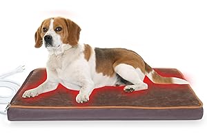 NAMOTEK Outdoor Heated Pet Bed for Cats Dog in Winter with Orthopedic Foam Base Auto Constant Temperature Electric Heating Pad & Waterproof Liner for Dog House Cabin Cot Doorway(31" Lx19 Wx1.7 Th)