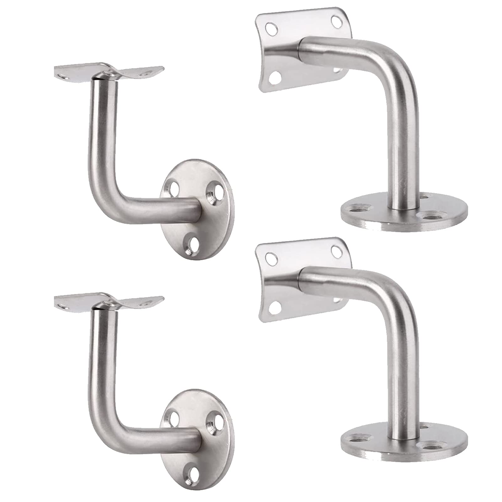 4 x Stainless Steel Wall Brackets, Wall Bracket, Wall mounting Rail, 90° Tube Bracket, for Indoor Walls, loft, Hand Rails, Staircase Brackets.