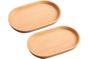 Muso Wood Solid Serving Tray, 7.87”×4.64” Small Oval Wooden Serving Platter for Coffee, Snack, Jewelry Storage (Beech Wood)
