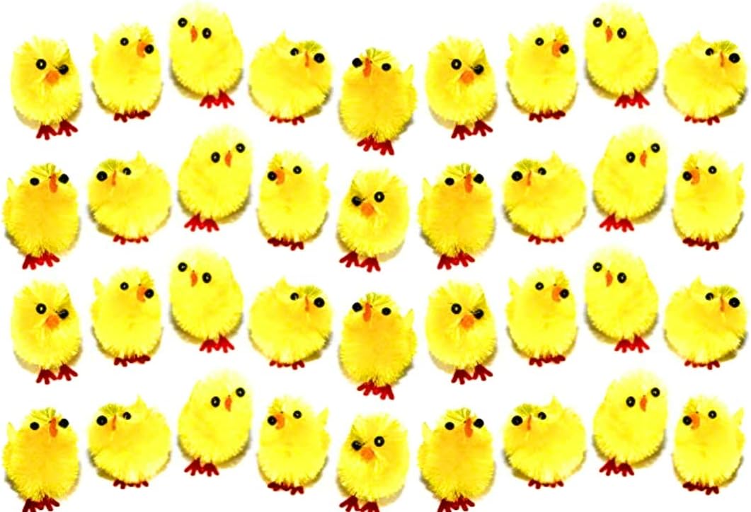 Easter Chicks Mini Plush and Fluffy (Pack of 16) for Egg Hunts Children Kids Bonnet Decoration Crafts
