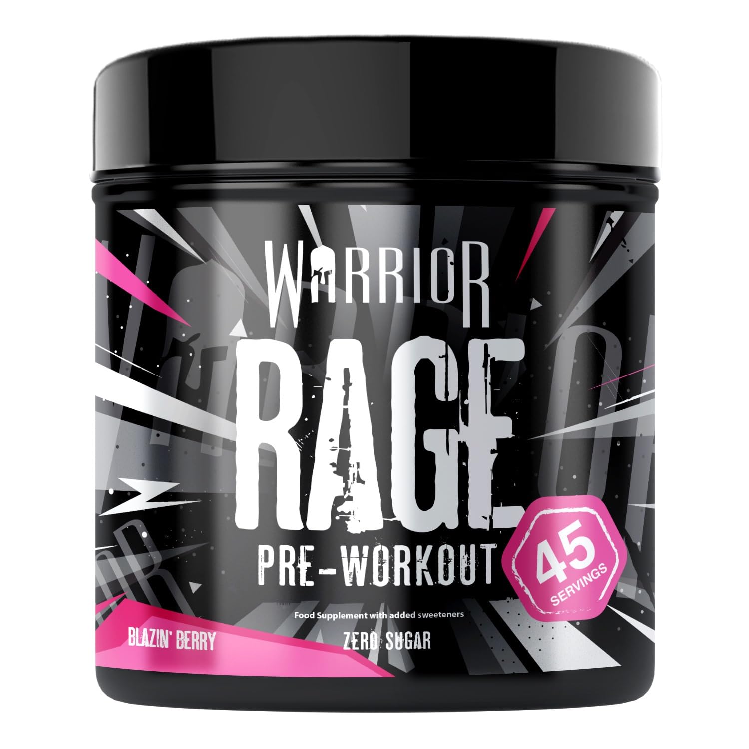 Warrior Rage Pre Workout Powder 392g (45 Servings) – 300mg Caffeine High Stim Energy Drink Supplement + Beta-Alanine, Creatine, BCAA, Taurine, Citrulline & Arginine AAKG for Muscle – Blazin' Berry