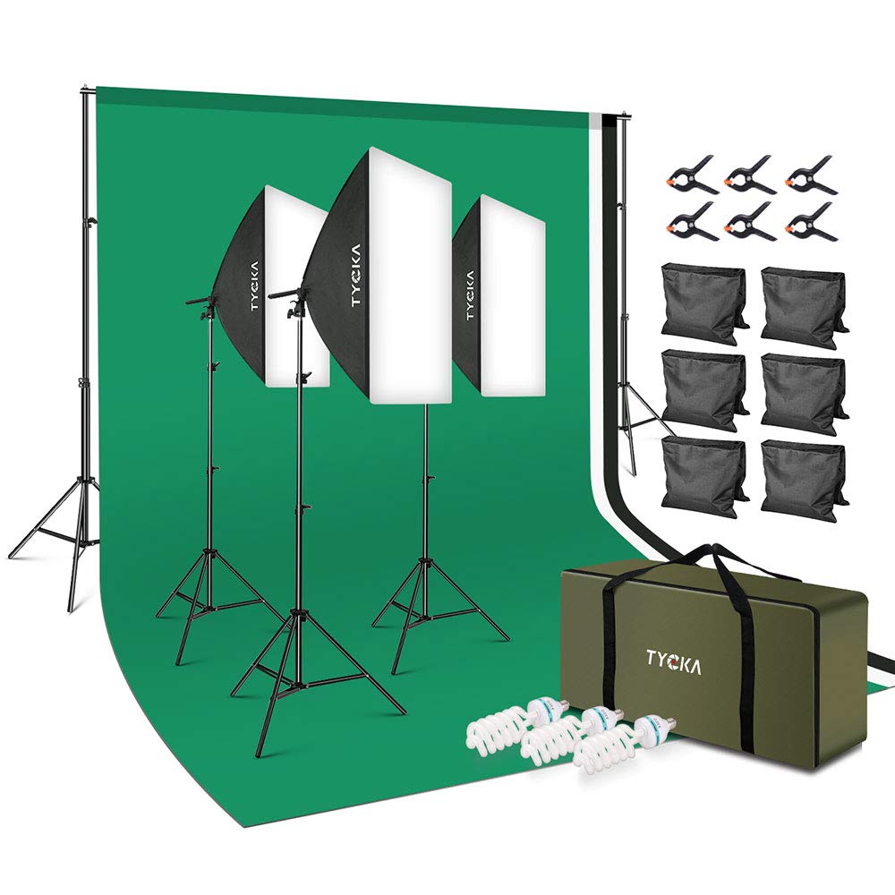 Photography Lighting Kit Studio Softbox With Stand, 2M x 3M/6.6ft x 10ft Background Support System, 5500K Backdrop Continuous Lighting Kit for Photo Studio Product Portrait and Video Shoot