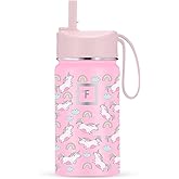 IRON °FLASK Kids Water Bottle - Straw Lid, 20 Name Stickers, Vacuum Insulated Stainless Steel, Double Walled Tumbler Travel Cup, Mug - Stardust Unicorns, 14 Oz