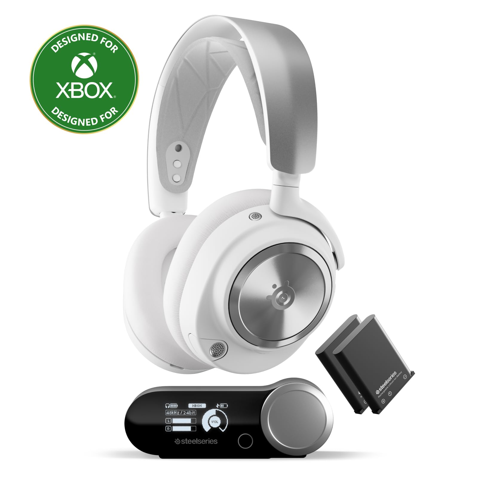 Photo 1 of SteelSeries Arctis Nova Pro Wireless Xbox Multi-System Gaming Headset - Neodymium Magnetic Drivers - Active Noise Cancellation - Infinity Power System - Xbox, PC, PS5, PS4, Switch, Mobile - White