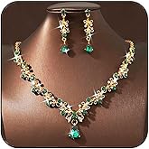 JAKAWIN Black Rhinestone Jewelry Set Formal Necklace Earrings Set for Women (3 Black)