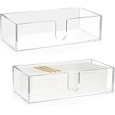 Mumufy 2 Pcs Paper Napkins Holder Fold Paper Towel Dispenser Height 2.75 Inch Acrylic Multifold Towel Dispenser for Guest Z Fold Disposable Countertop Holder Small Size(Clear)