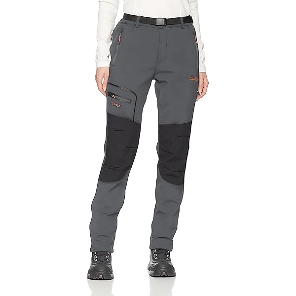 FEN AI Women's Fleece Lined Snow Pants Water Repellent Insulated Softshell Pants Outdoor Snow Ski Pant Winter Warm Hiking Trousers Black - View #5