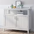 RASOO Buffet Cabinet White Kitchen Sideboard Buffet Storage Server Cupboard Cabinet Console Table with 2 Doors and Adjustable Shelf