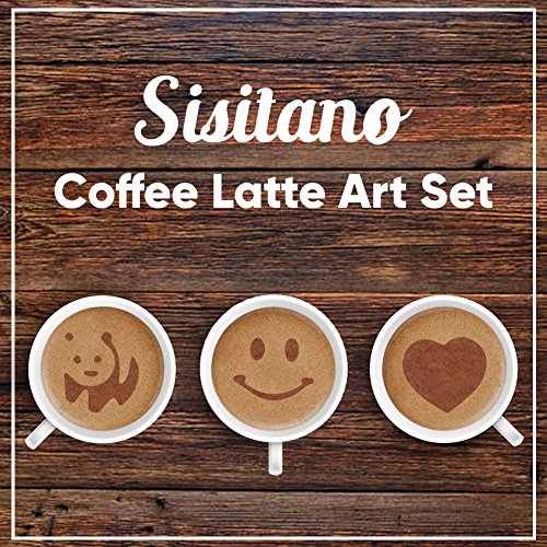 Sisitano Coffee Latte Art Set - Electronic Spice Decoration Pen and Stencils - Create Professional Designs Customized for Coffee, Cakes and Bakery - Barista Grade Accessories
