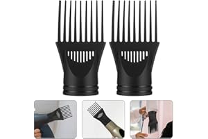 QOOWFEANIG 2Pcs Black Universal Hair Dryer Comb Blow Comb Attachment Hair Styling for Straightening Detangling Nozzle Plastic
