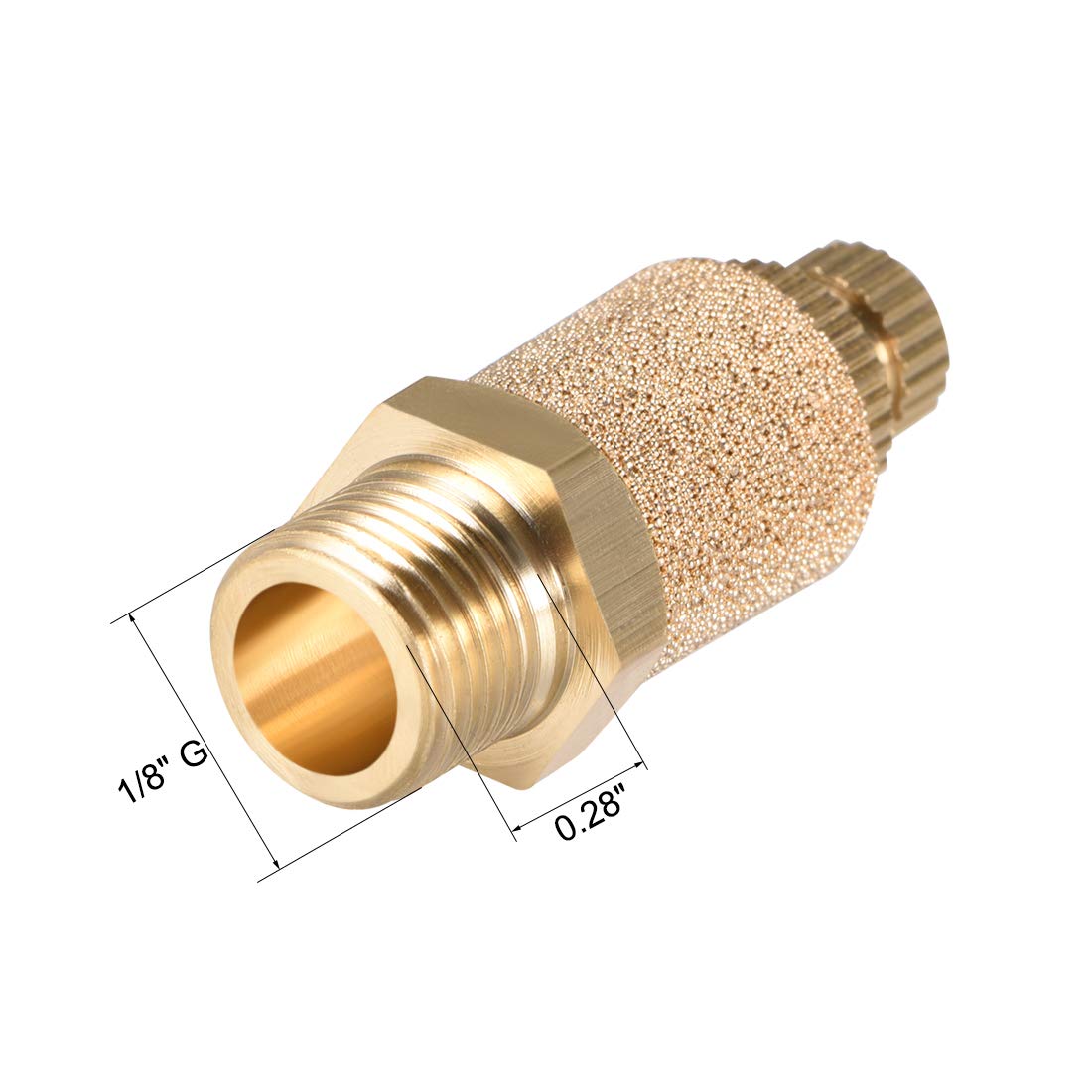 uxcell Brass Exhaust Muffler G1/8 Male Thread 15/32 Hex Top Adjustable