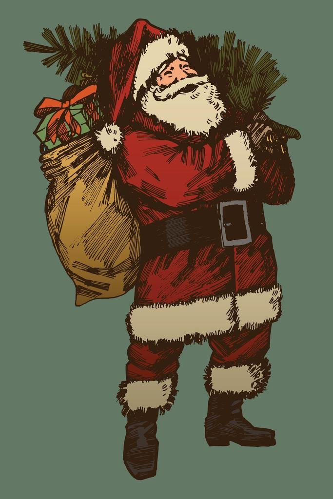 Amazoncom Vintage Santa Claus Holding Toy Bag Christmas