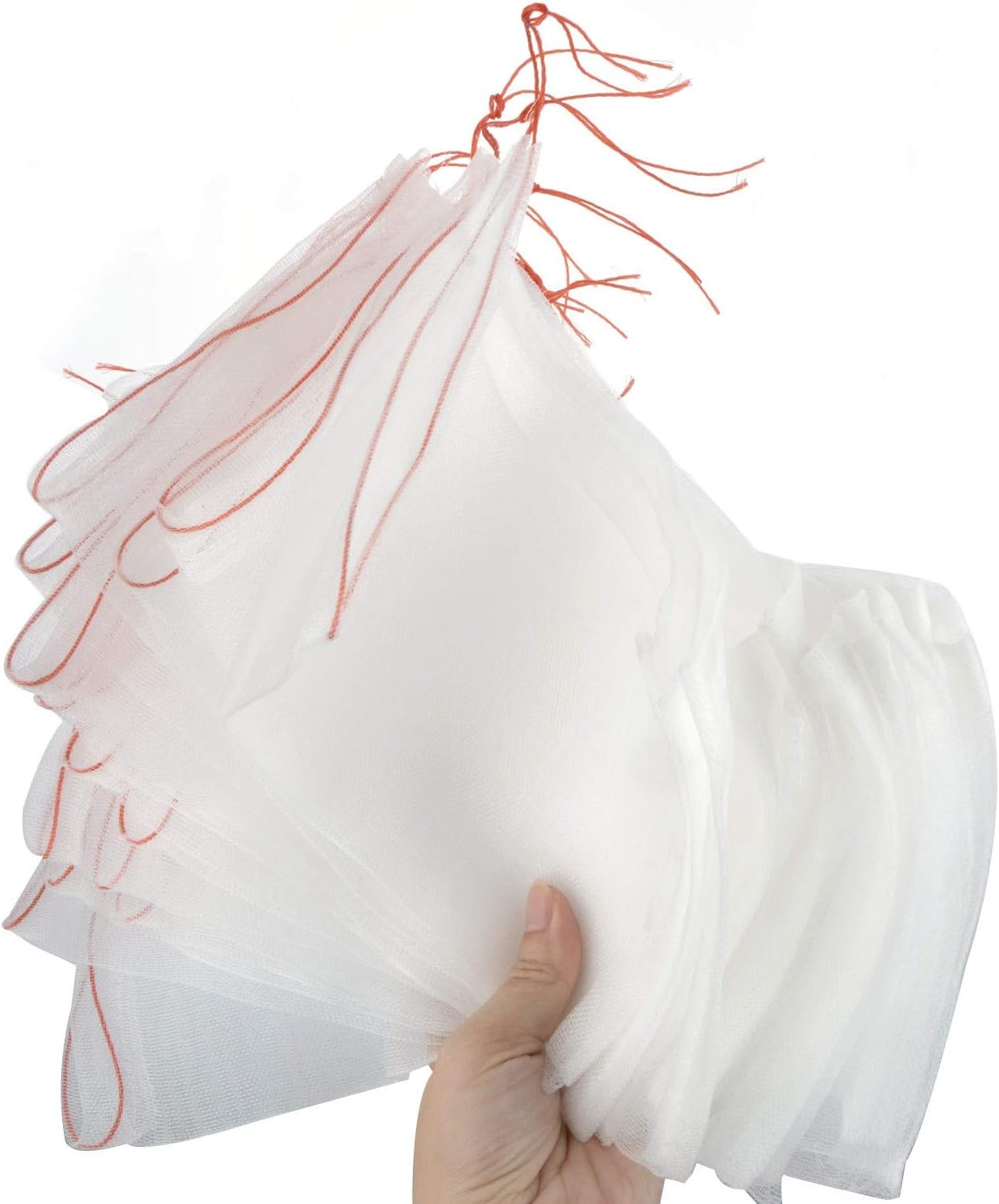 JYCRA Garden Protect Bag, 6"x10" Nylon Netting Bag Insects Mosquito Bug Net Barrier Bag with Drawstring for Protecting Your Plant Fruits Flower size 20Pack (White)