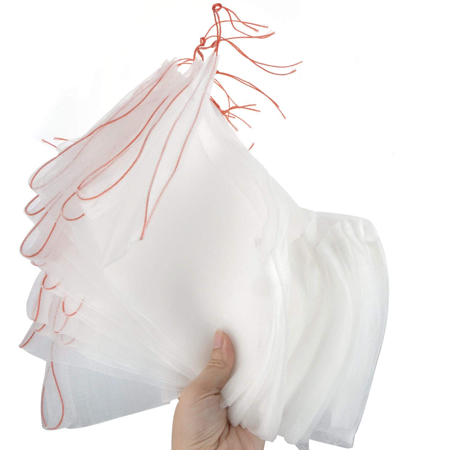 JYCRA Garden Protect Bag, 6"x10" Nylon Netting Bag Insects Mosquito Bug Net Barrier Bag with Drawstring for Protecting Your Plant Fruits Flower size 20Pack (White)