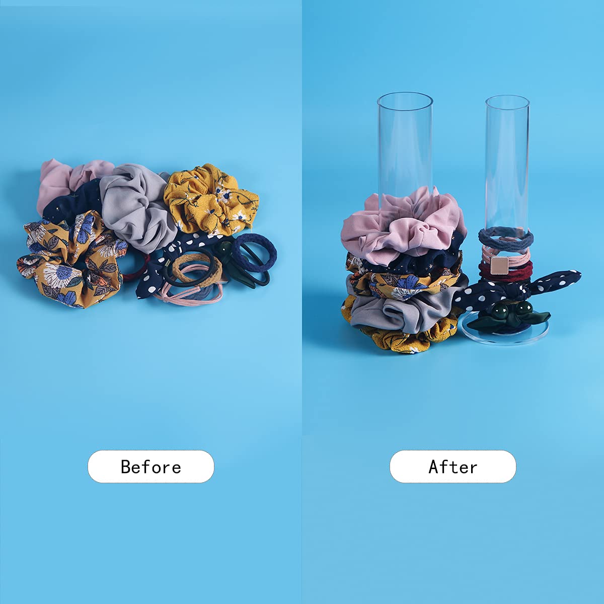ByKen Jewelry ByKen 2PcS Acrylic Scrunchie Holder Organizer,Hair Ties Holder for Bathroom,Clear Hair Accessories Bowknot Organizer,Room Decor for Girls