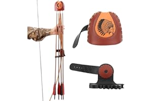 Tyenaza Arrows Quiver, Quick Release System 4 Arrowss Brown Leather Material Arrows Quiver Holder Archery Quiver, for Hunt Bo