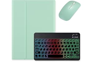 kaidisen Backlit Keyboard for Galaxy Tab S9 11 inch/Tab S9 FE 10.9 inch/Tab S8 11 inch/Tab S7 11" Keyboard Case with Mouse, Detachable Backlight Color Keyboard Case,Mint Green+Black