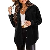 ZOLUCKY Womens Shackets Jacket Plus Size Long Sleeve Button Down Shirts Blouses Tops