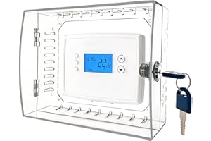 Vorunomil Thermostat Lock Box with Key, Clear Thermostat Cover with Lock for Thermostat on Wall, AC Lock Box Cover with Key F