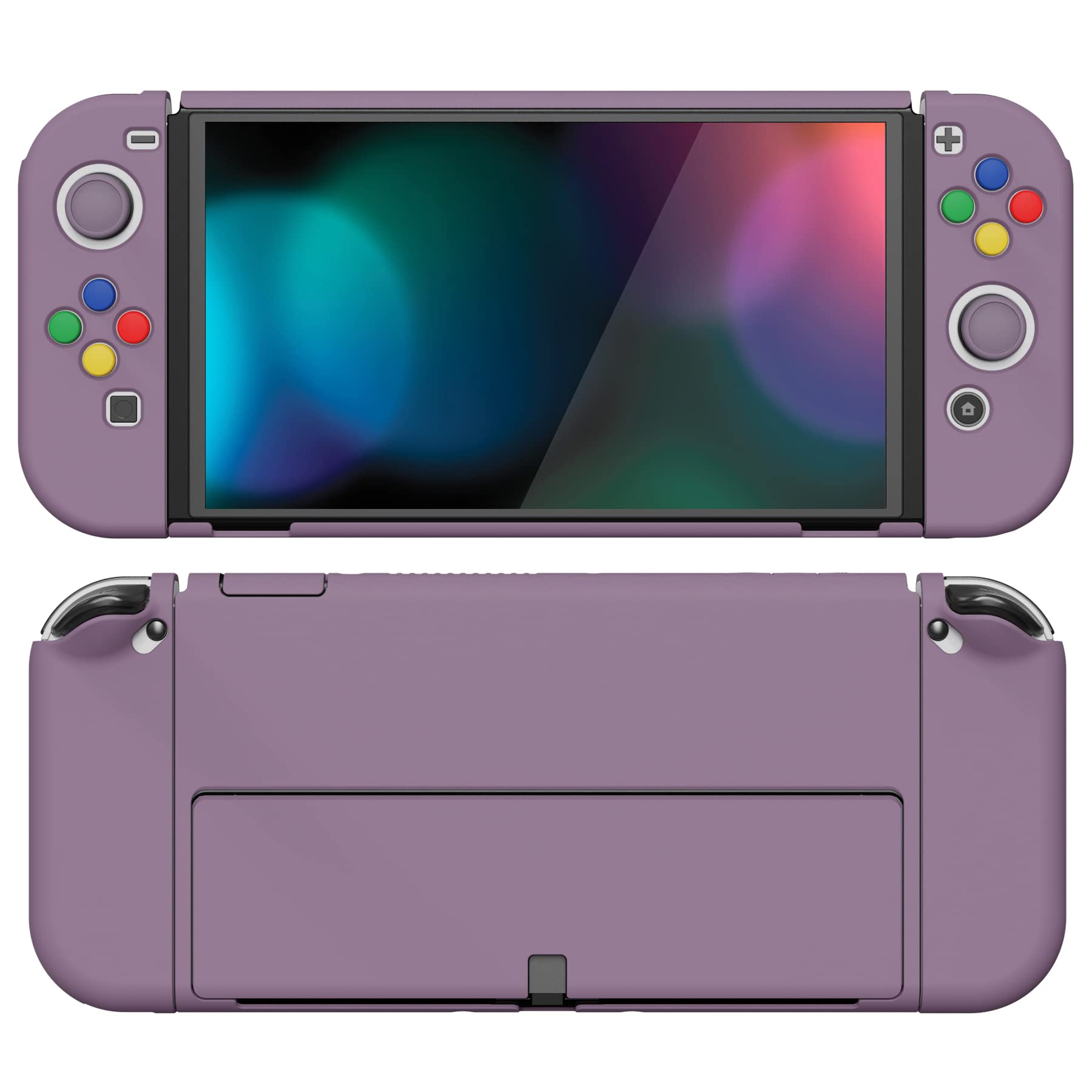 PlayVital AlterGrips Protective Slim Case for Nintendo Switch OLED, Ergonomic Grip Cover for Joycon, Dockable Hard Shell for Switch OLED w/Thumb Grip Caps & Button Caps