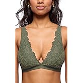 JENNY JEN Women's Ivy Lace Bralette with Adjustable Straps, Unpadded Unlined Wireless Plunge Bra, Perfect Everyday Lingerie
