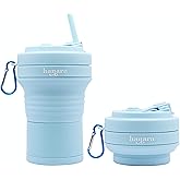 HANARA Collapsible Cup with Reusable Straw – 18 Oz (550 Ml), Portable Travel Mug, BPA-Free, Leak-Proof, Microwave & Dishwasher Safe, Multi-Purpose for Hot & Cold Drinks – Sky Blue