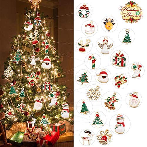LoveInUSA Enamel Christmas Charms,50pcs Mixed Style Gold Plated Charms Pendants,80g Christmas Craft Charms Christmas Charms Pendants for DIY Jewelry Making Necklace Bracelet Earring