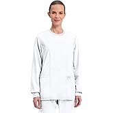 Cherokee Womens Scrub Jacket Nurse Snap Front Medical Uniform with Pockets, 2-Way Stretch, Easy Care Soft Fabric - WW310