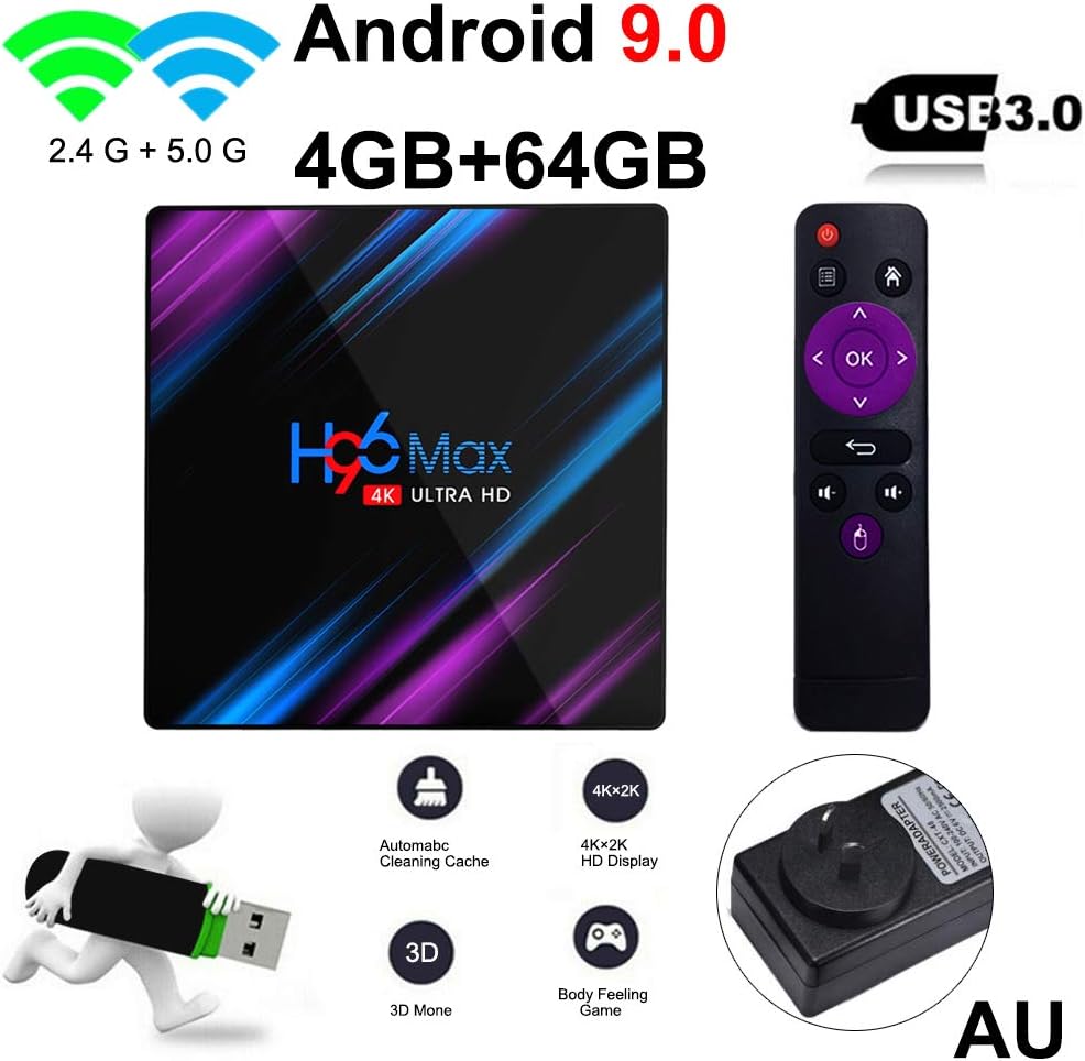 WenYOUNG Powerful H96 MAX 4GB 64GB Android 9.0 TV Box 4K HD Smart Network Media Player-Easy to use