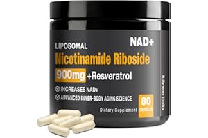 RiRywony Health NAD Supplement - NAD+ with Nicotinamide Riboside (NR) and Resveratrol Quercetin 900mg Pure Organic NAD Plus for Cellular Repair Healthy Aging Brain Function, 80 Capsules